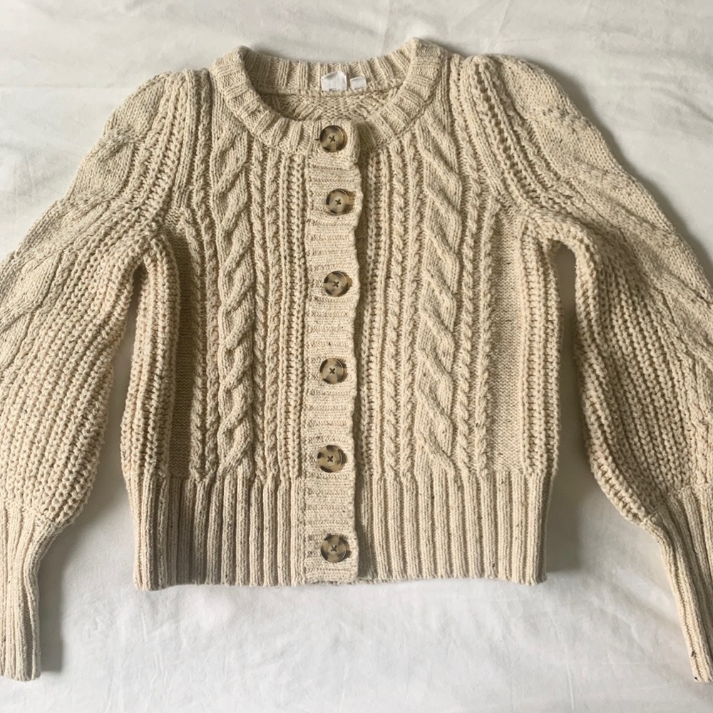 Cropped Balloon Sleeve Cardigan